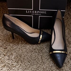 Liverpool Elegant Black and Gold Heels
